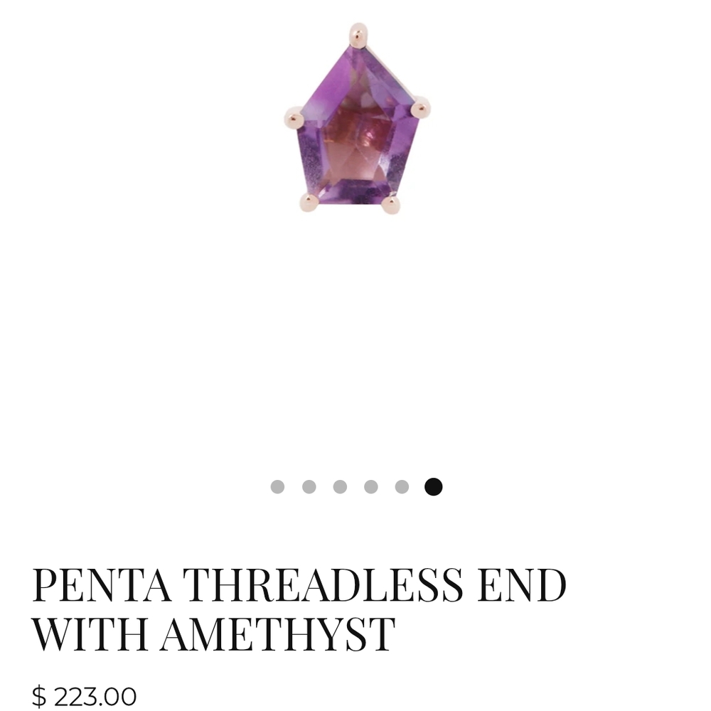 Penta Threadless End with Amethyst - Purple